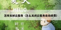 怎样关掉云服务（怎么关闭云服务自动续费）