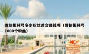 微信视频号多少粉丝适合赚钱呢（微信视频号1000个粉丝）
