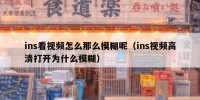 ins看视频怎么那么模糊呢（ins视频高清打开为什么模糊）
