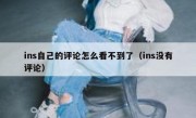 ins自己的评论怎么看不到了（ins没有评论）