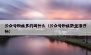 公众号粉丝多的叫什么（公众号粉丝数量排行榜）