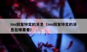 Ins回复特定的消息（ins回复特定的消息在哪里看）