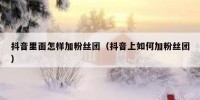 抖音里面怎样加粉丝团（抖音上如何加粉丝团）
