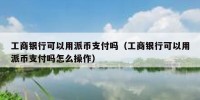 工商银行可以用派币支付吗（工商银行可以用派币支付吗怎么操作）