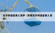 文字转语音真人发声（剪辑文字转语音真人发声）