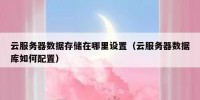 云服务器数据存储在哪里设置（云服务器数据库如何配置）