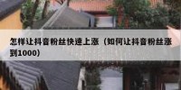 怎样让抖音粉丝快速上涨（如何让抖音粉丝涨到1000）