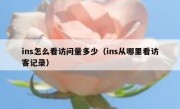 ins怎么看访问量多少（ins从哪里看访客记录）