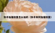 快手加播放量怎么加的（快手如何加播放量）