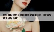 视频号粉丝怎么增加数量呢苹果手机（微信视频号增加粉丝）