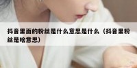 抖音里面的粉丝是什么意思是什么（抖音里粉丝是啥意思）