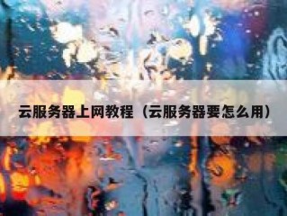 云服务器上网教程（云服务器要怎么用）