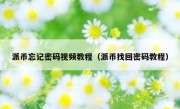 派币忘记密码视频教程（派币找回密码教程）