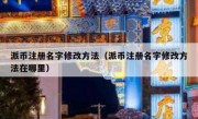 派币注册名字修改方法（派币注册名字修改方法在哪里）