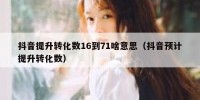 抖音提升转化数16到71啥意思（抖音预计提升转化数）