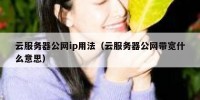 云服务器公网ip用法（云服务器公网带宽什么意思）