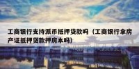 工商银行支持派币抵押贷款吗（工商银行拿房产证抵押贷款押房本吗）