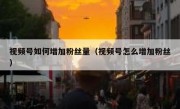 视频号如何增加粉丝量（视频号怎么增加粉丝）