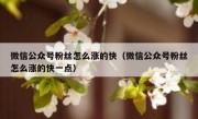 微信公众号粉丝怎么涨的快（微信公众号粉丝怎么涨的快一点）