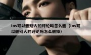 ins可以删别人的评论吗怎么删（ins可以删别人的评论吗怎么删掉）