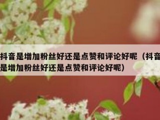 抖音是增加粉丝好还是点赞和评论好呢（抖音是增加粉丝好还是点赞和评论好呢）