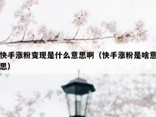 快手涨粉变现是什么意思啊（快手涨粉是啥意思）