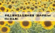 手机上推特怎么在国内使用（国内手机twitter怎么用）