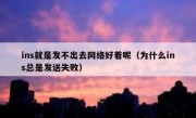 ins就是发不出去网络好着呢（为什么ins总是发送失败）