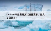 twitter不能发推文（推特发不了推文了怎么办）