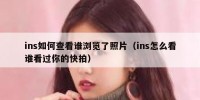 ins如何查看谁浏览了照片（ins怎么看谁看过你的快拍）