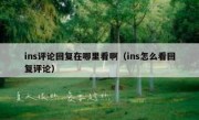 ins评论回复在哪里看啊（ins怎么看回复评论）