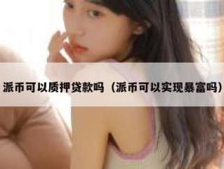 派币可以质押贷款吗（派币可以实现暴富吗）