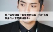 fb广告投放是什么意思啊抖音（fb广告投放是什么意思啊抖音号）