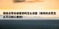 推特点赞会被看到吗怎么设置（推特的点赞怎么不让别人看到）