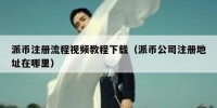 派币注册流程视频教程下载（派币公司注册地址在哪里）