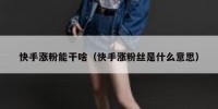 快手涨粉能干啥（快手涨粉丝是什么意思）