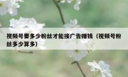 视频号要多少粉丝才能接广告赚钱（视频号粉丝多少算多）