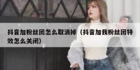 抖音加粉丝团怎么取消掉（抖音加我粉丝团特效怎么关闭）