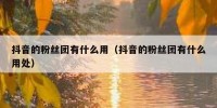抖音的粉丝团有什么用（抖音的粉丝团有什么用处）