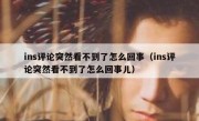 ins评论突然看不到了怎么回事（ins评论突然看不到了怎么回事儿）