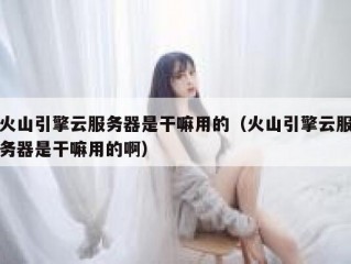 火山引擎云服务器是干嘛用的（火山引擎云服务器是干嘛用的啊）