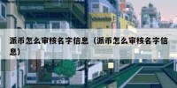 派币怎么审核名字信息（派币怎么审核名字信息）