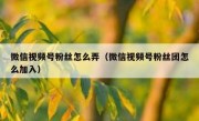 微信视频号粉丝怎么弄（微信视频号粉丝团怎么加入）