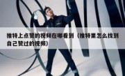 推特上点赞的视频在哪看到（推特里怎么找到自己赞过的视频）