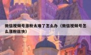 微信视频号涨粉太难了怎么办（微信视频号怎么涨粉丝快）