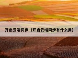 开启云端同步（开启云端同步有什么用）