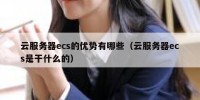 云服务器ecs的优势有哪些（云服务器ecs是干什么的）