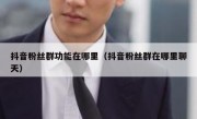 抖音粉丝群功能在哪里（抖音粉丝群在哪里聊天）