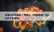 抖音100万粉丝一天收入（抖音粉丝一元1000个不掉粉）