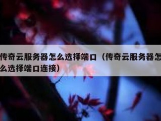 传奇云服务器怎么选择端口（传奇云服务器怎么选择端口连接）